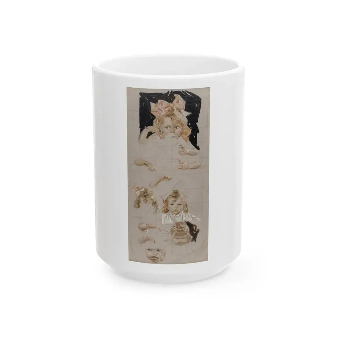 Girl with Pink Bow, Kellogg's Cereal advertisement study, 1916 - White Coffee Mug 15oz - Go Mug Yourself