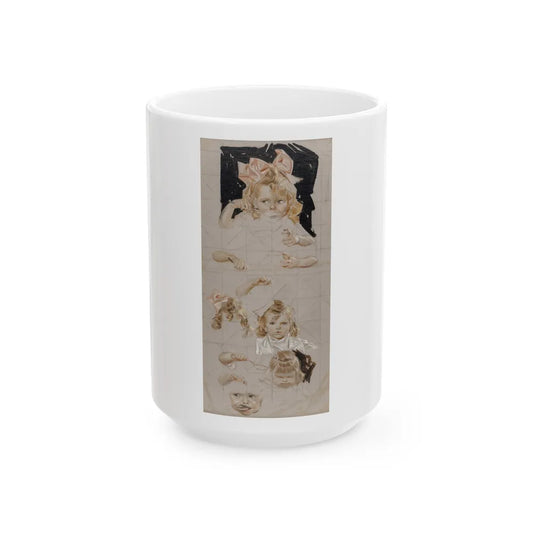 Girl with Pink Bow, Kellogg's Cereal advertisement study, 1916 - White Coffee Mug-15oz-Go Mug Yourself