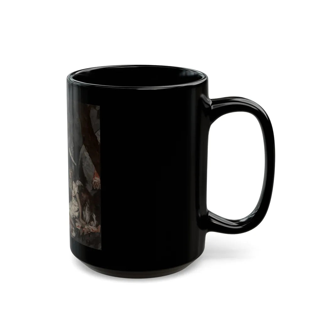 Girl with Seated Elephants - Black Coffee Mug-Go Mug Yourself