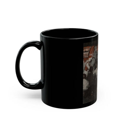 Girl with Seated Elephants - Black Coffee Mug-Go Mug Yourself