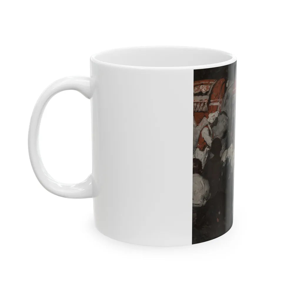 Girl with Seated Elephants - White Coffee Mug-Go Mug Yourself