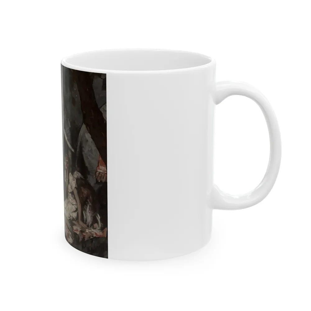 Girl with Seated Elephants - White Coffee Mug-Go Mug Yourself