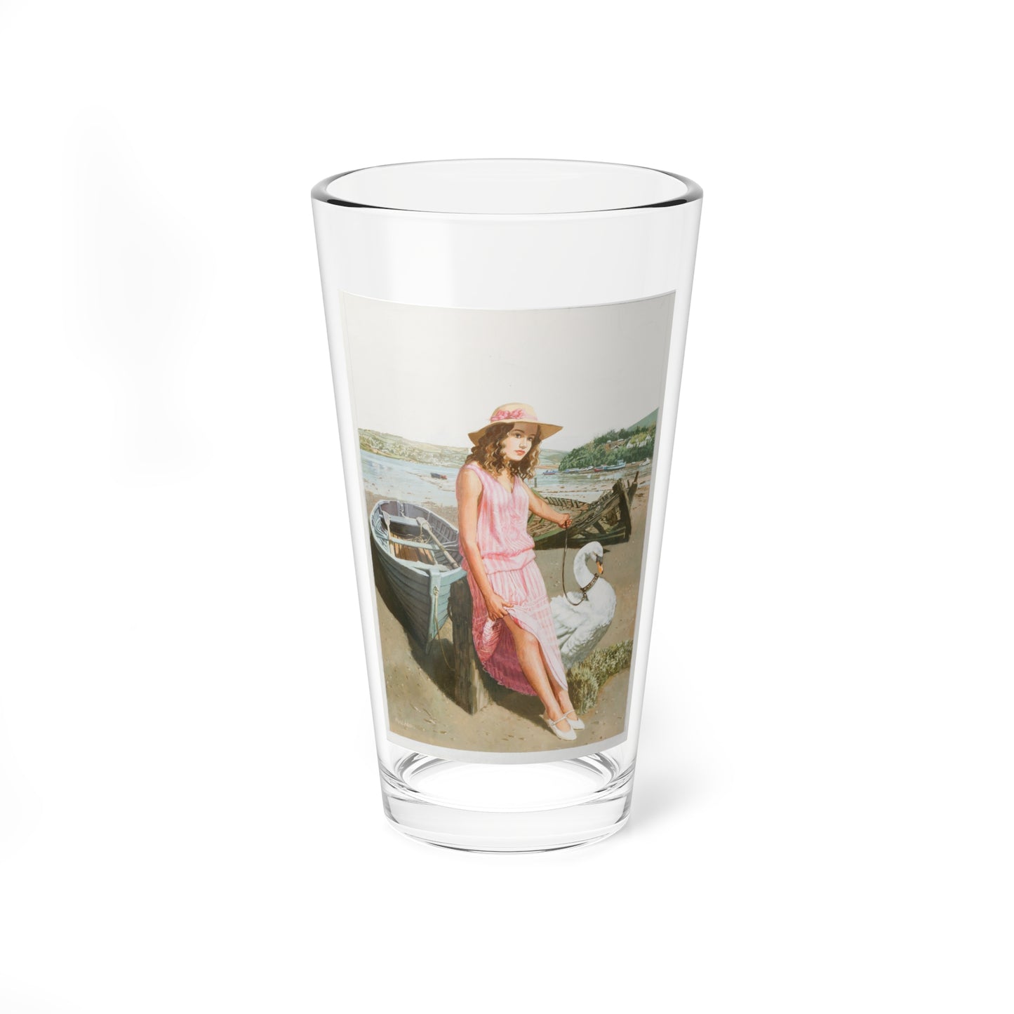 Girl With Swan - Pint Glass 16oz-16oz-Go Mug Yourself