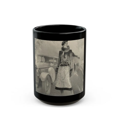 Girl with Vintage Car advertisement - Black Coffee Mug-15oz-Go Mug Yourself