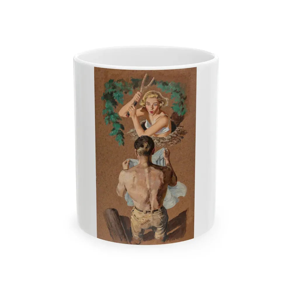 Girls Are Where You Find Them, The Saturday Evening Post interior illustration, January 1953 - White Coffee Mug 11oz - Go Mug Yourself