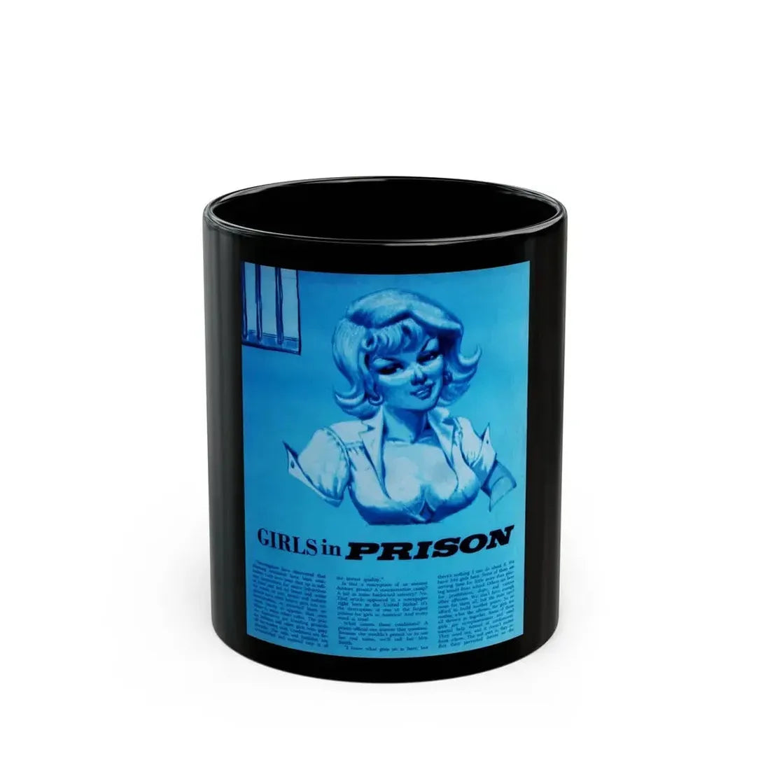 Girls in Prison, Manhood magazine, No. 4 - 1963 - Black Coffee Mug 11oz - Go Mug Yourself