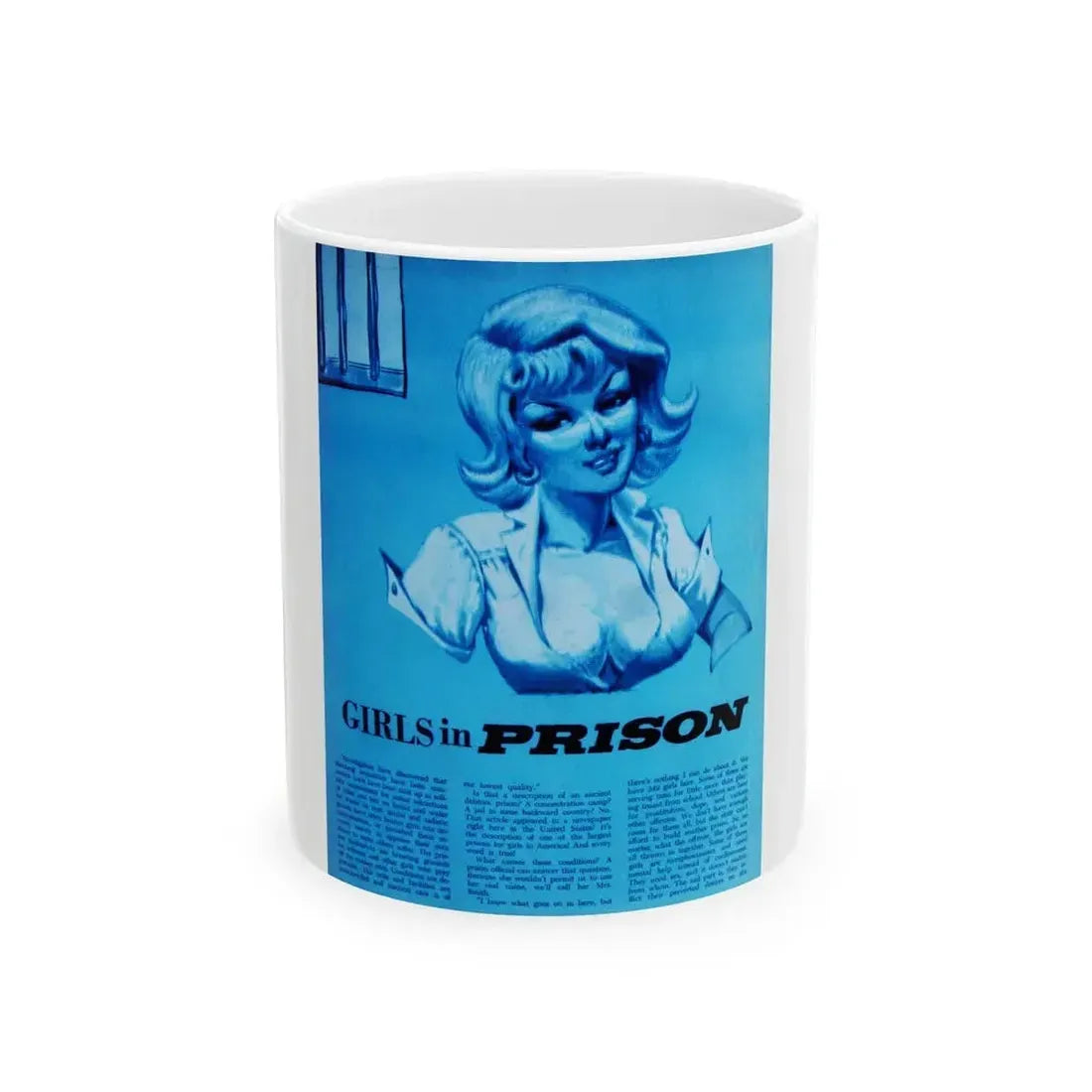 Girls in Prison, Manhood magazine, No. 4 - 1963 - White Coffee Mug 11oz - Go Mug Yourself