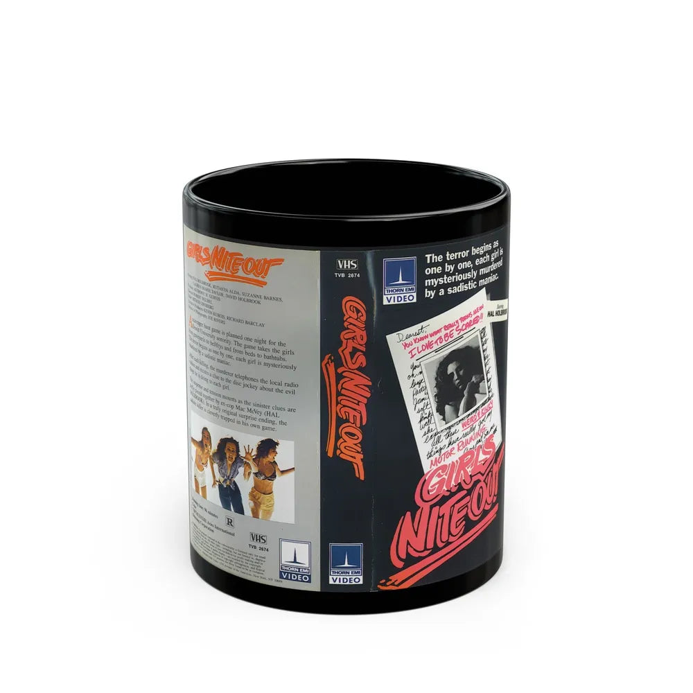 GIRLS NITE OUT THORM EMI VIDEO (VHS COVER) - Black Coffee Mug-11oz-Go Mug Yourself