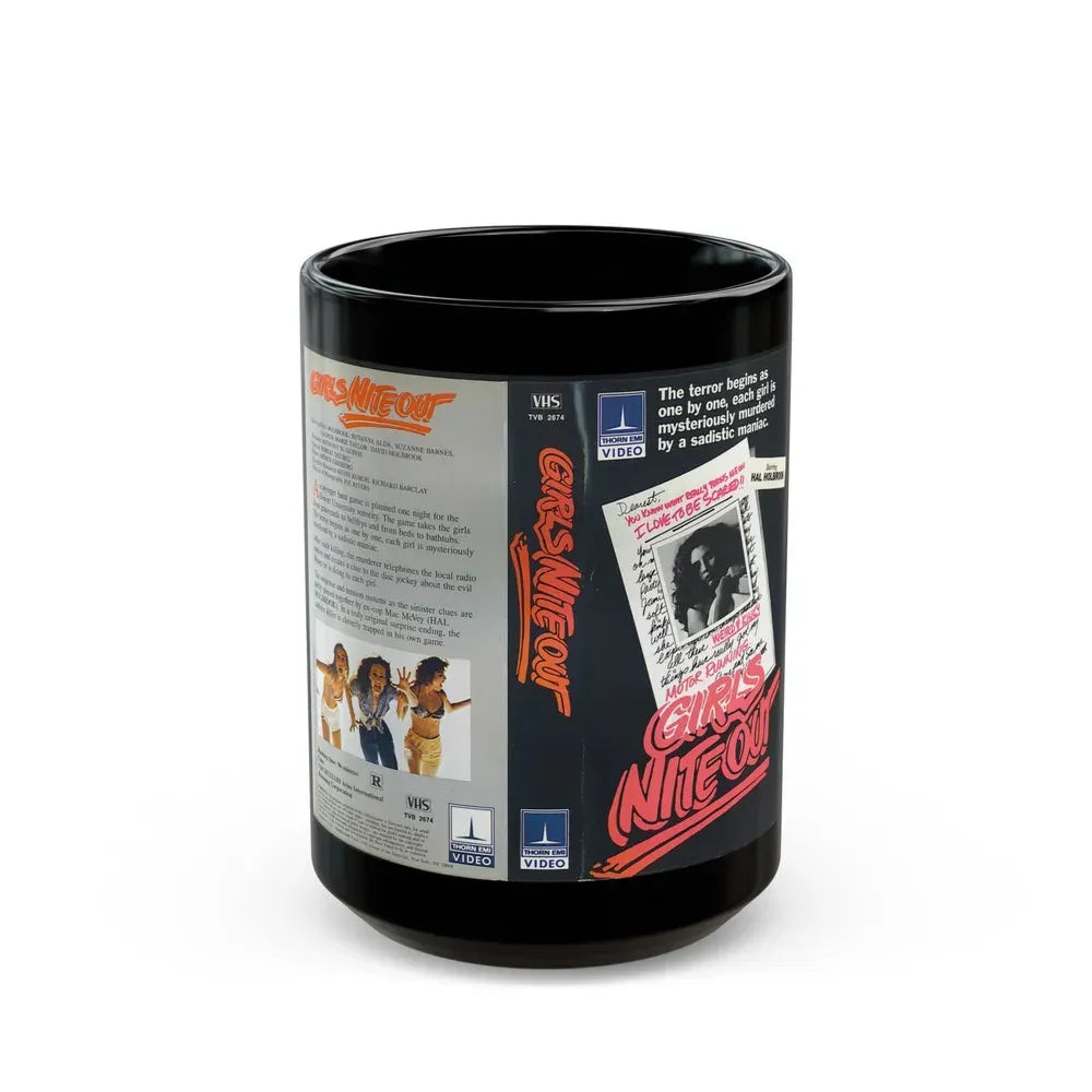 GIRLS NITE OUT THORM EMI VIDEO (VHS COVER) - Black Coffee Mug 15oz - Go Mug Yourself
