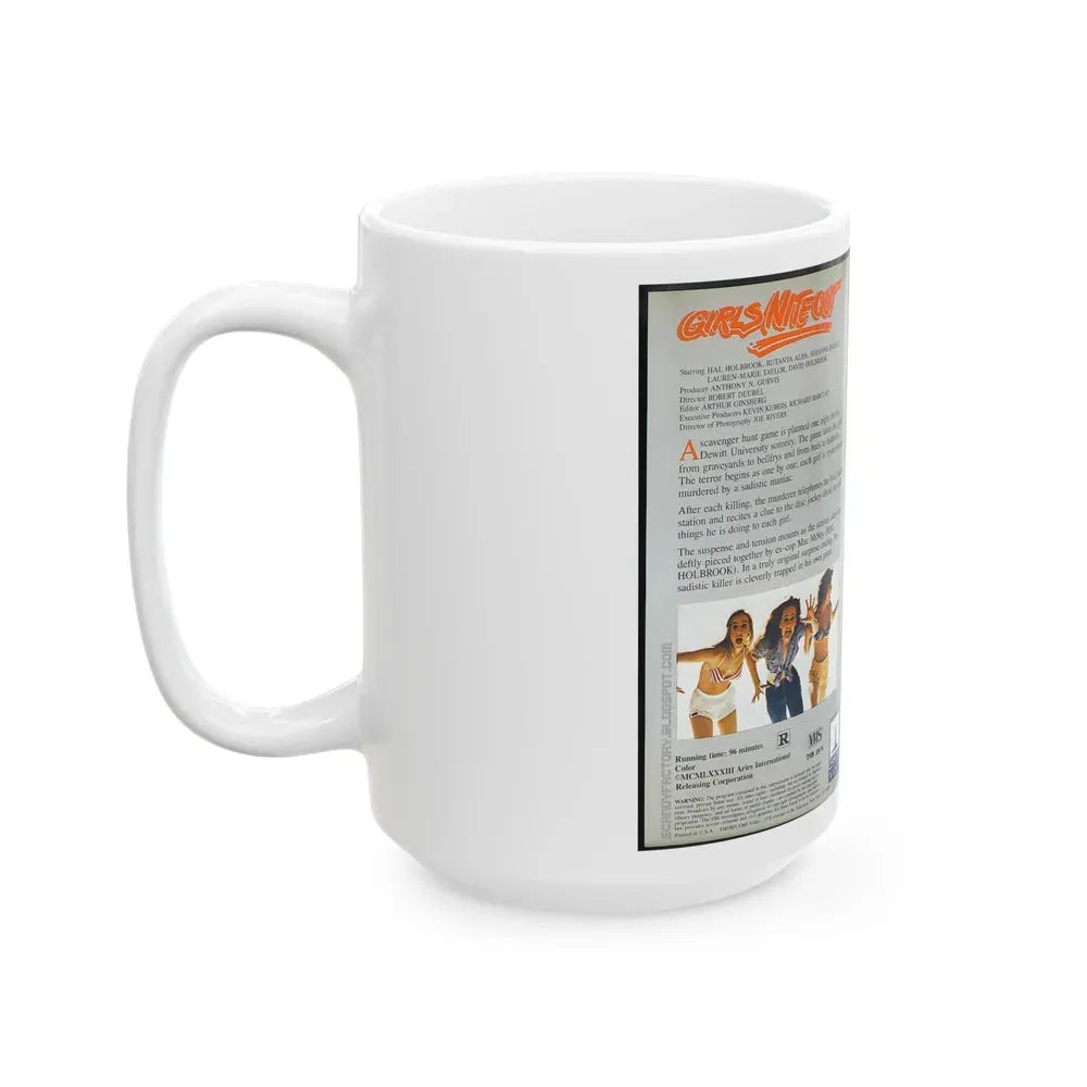 GIRLS NITE OUT THORM EMI VIDEO (VHS COVER) - White Coffee Mug - Go Mug Yourself