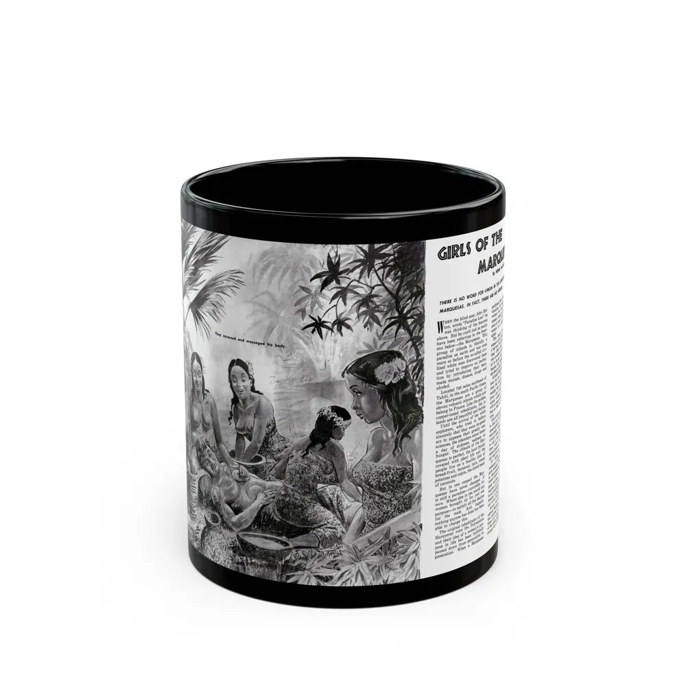 Girls Of The Marquesas, Rage for Men, September 1960 - Black Coffee Mug-11oz-Go Mug Yourself