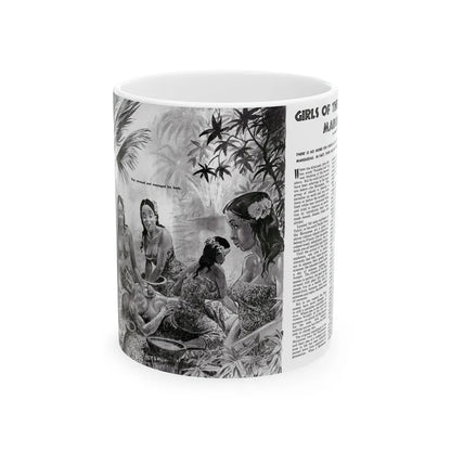 Girls Of The Marquesas, Rage for Men, September 1960 - White Coffee Mug-11oz-Go Mug Yourself