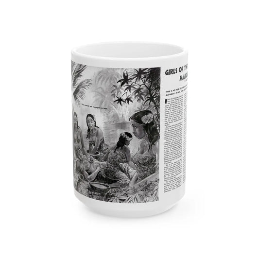 Girls Of The Marquesas, Rage for Men, September 1960 - White Coffee Mug-15oz-Go Mug Yourself