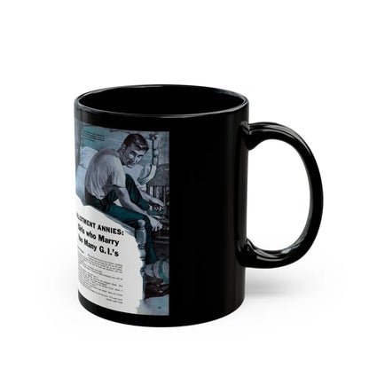 Girls who Marry too Many G.I.'s, For Men Only, February 1959 - Black Coffee Mug-Go Mug Yourself