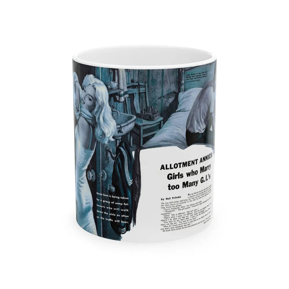 Girls who Marry too Many G.I.'s, For Men Only, February 1959 - White Coffee Mug-11oz-Go Mug Yourself