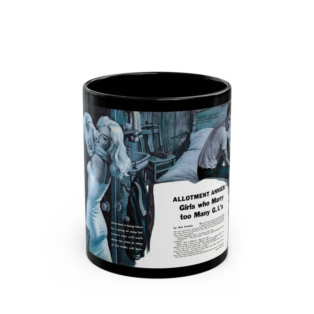 Girls who Marry too Many G.I.'s, For Men Only, February 1959 - Black Coffee Mug 11oz - Go Mug Yourself