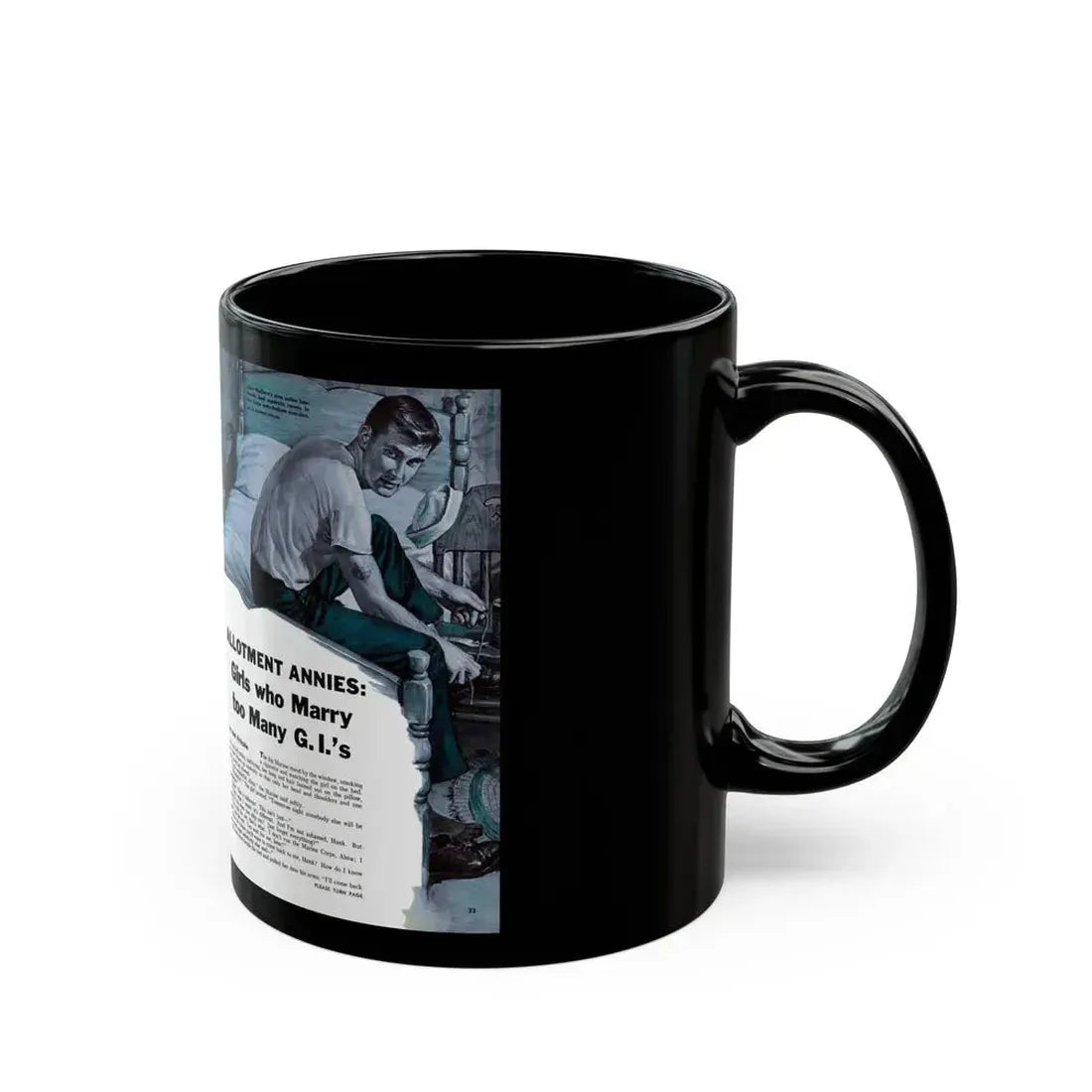 Girls who Marry too Many G.I.'s, For Men Only, February 1959 - Black Coffee Mug - Go Mug Yourself