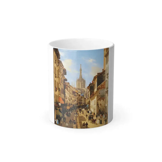 Giuseppe Canella (1788-1847) La Corsia dei Servi, Milan - Oil on Canvas 1834 - Color Changing Mug 11oz 11oz - Go Mug Yourself