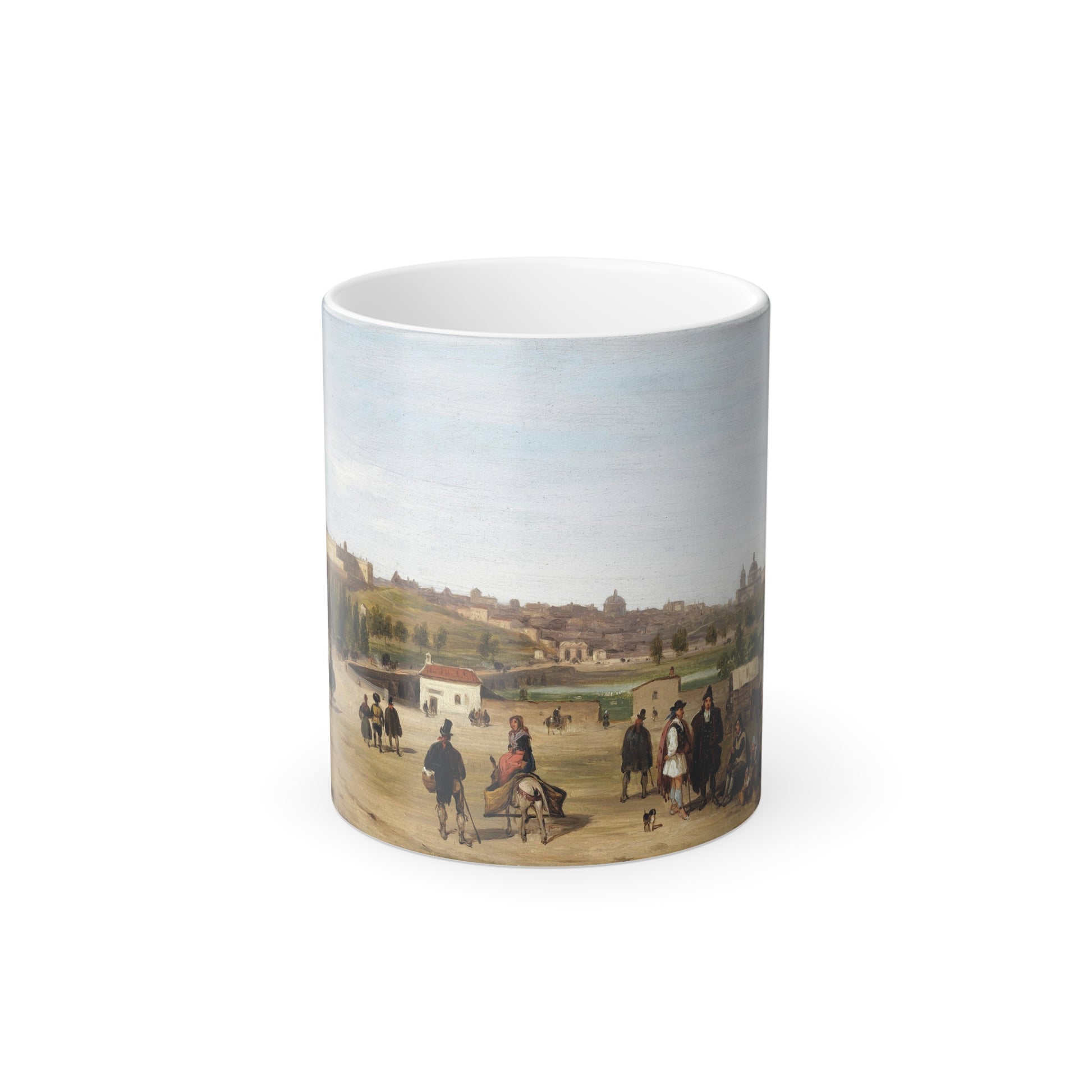 Giuseppe Canella (1788-1847) View of the Palacio Real and San Francisco El Grande, Madrid - Oil on Paper-0 - Color Changing Mug 11oz-11oz-Go Mug Yourself