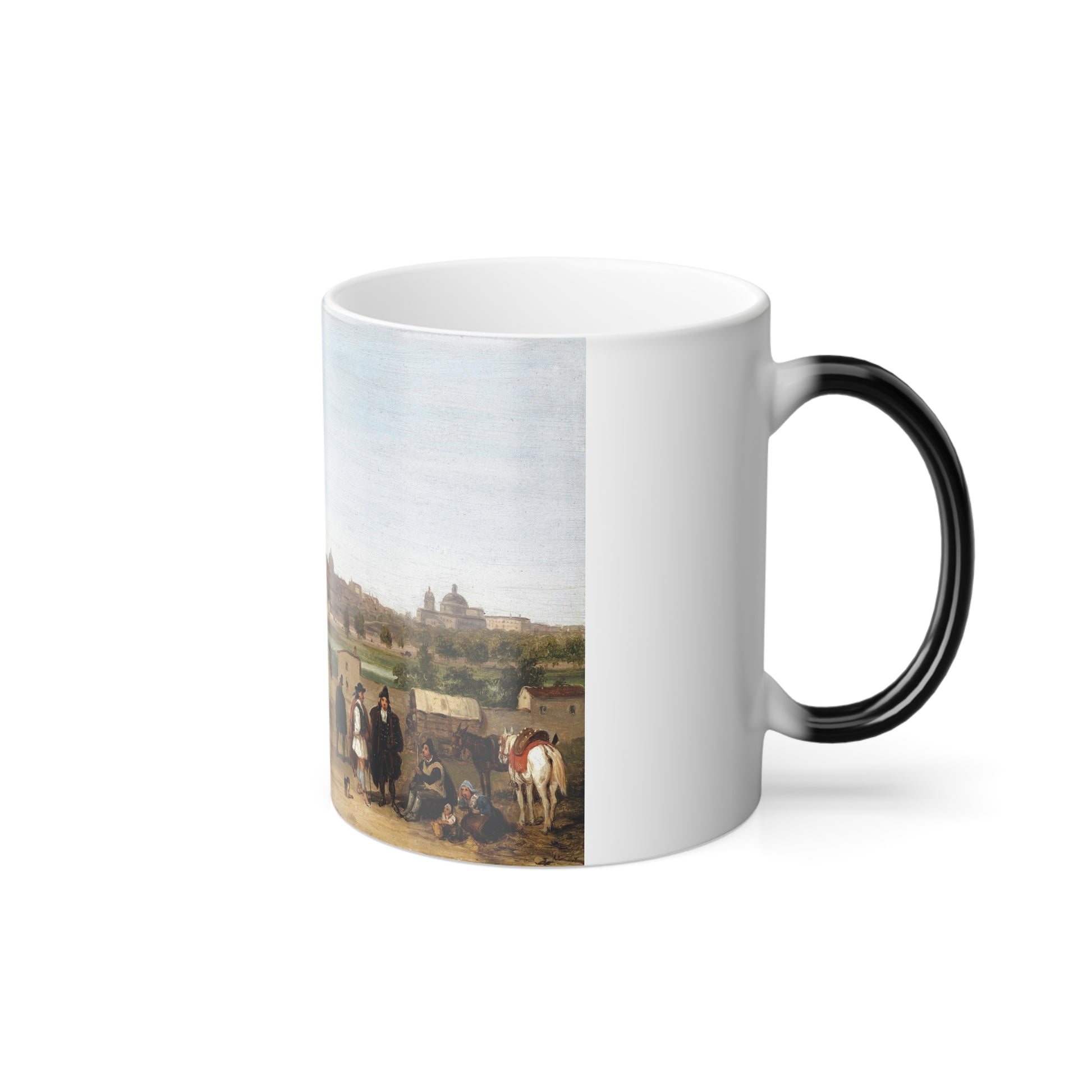 Giuseppe Canella (1788-1847) View of the Palacio Real and San Francisco El Grande, Madrid - Oil on Paper-0 - Color Changing Mug 11oz-Go Mug Yourself