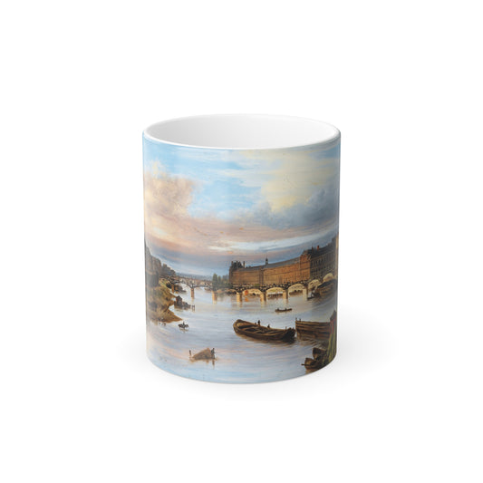 Giuseppe Canella (1788-1847) Vue du Louvre, Paris - Huile sur Carton 1827 - Color Changing Mug 11oz-11oz-Go Mug Yourself