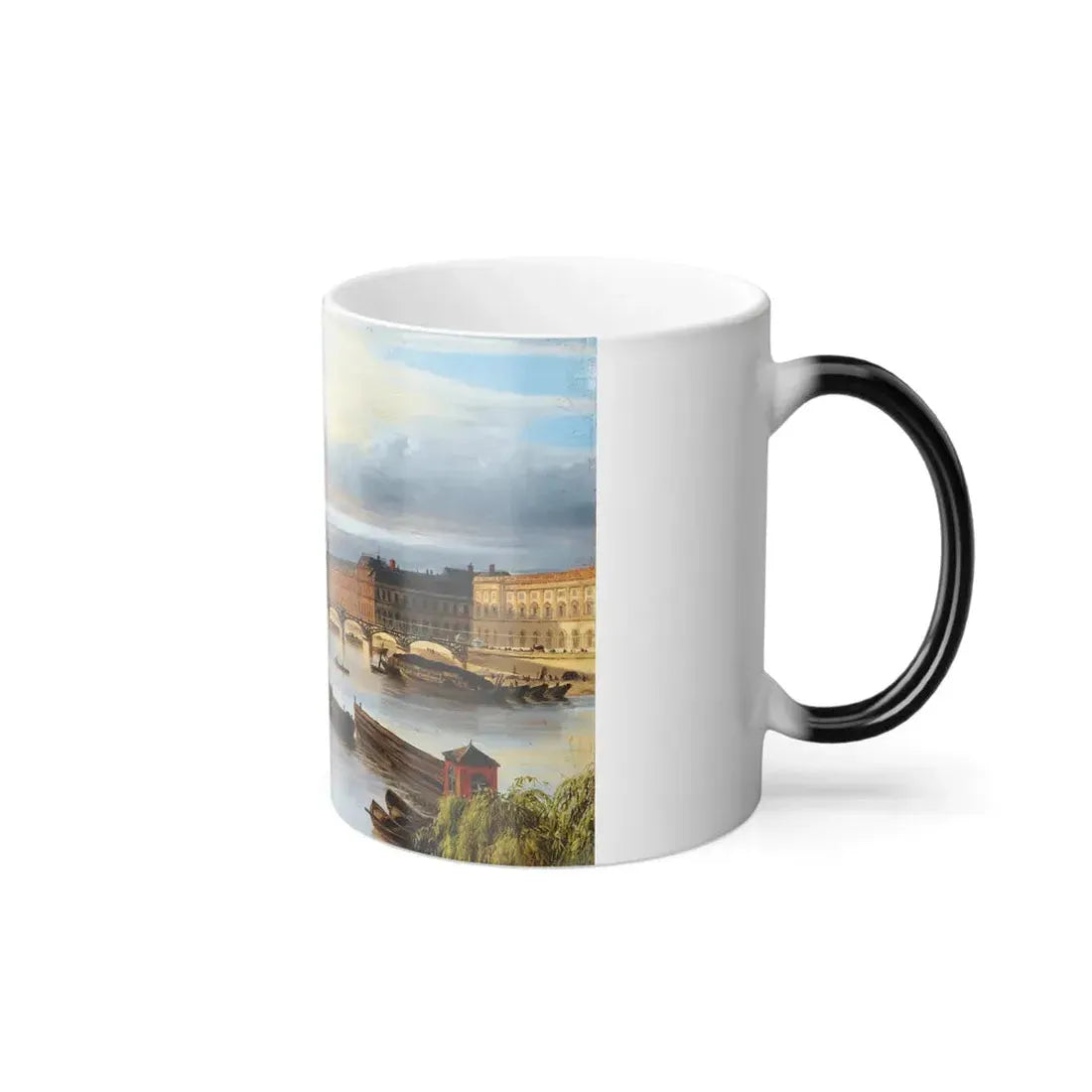 Giuseppe Canella (1788-1847) Vue du Louvre, Paris - Huile sur Carton 1827 - Color Changing Mug 11oz - Go Mug Yourself