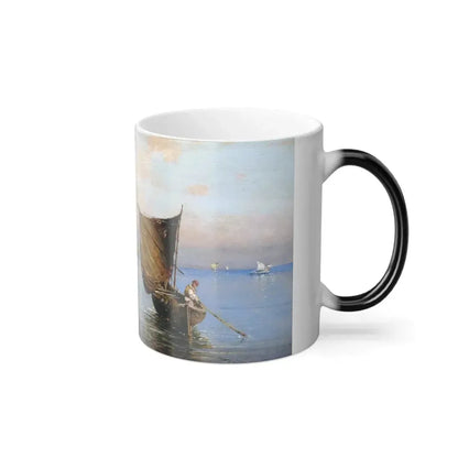 Giuseppe Carelli (1858-1921) Neapolitan Seascape - Oil on panel - Color Changing Mug 11oz - Go Mug Yourself