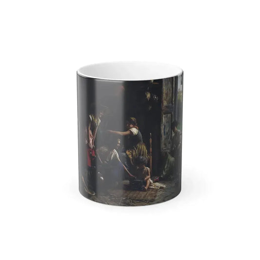 Giuseppe Magni (1869-1956) The happy family - Oil on Canvas - Color Changing Mug 11oz 11oz - Go Mug Yourself