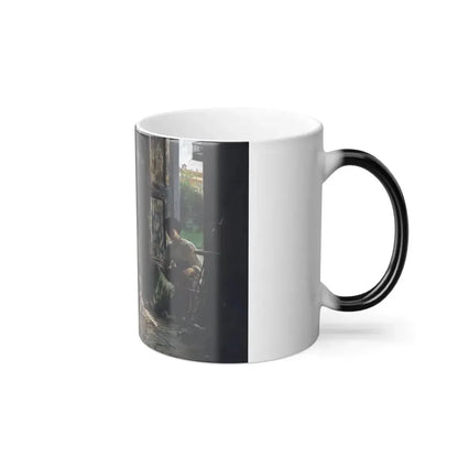 Giuseppe Magni (1869-1956) The happy family - Oil on Canvas - Color Changing Mug 11oz - Go Mug Yourself