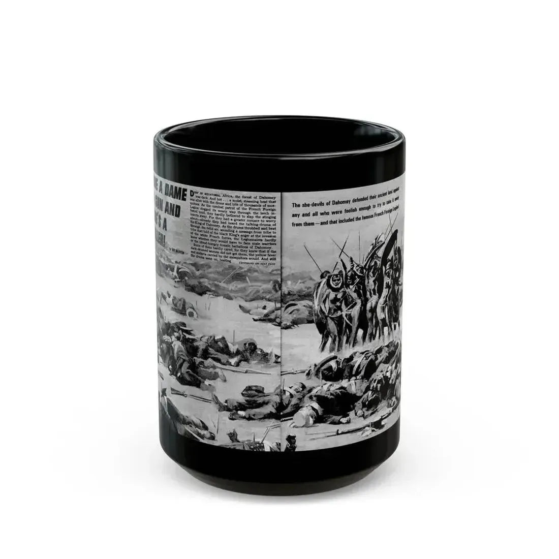 Give A Dame A Gun And She's A Killer, Real Men, February 1971 - Black Coffee Mug 15oz - Go Mug Yourself
