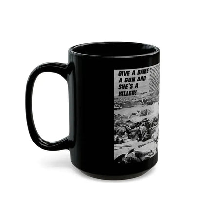 Give A Dame A Gun And She's A Killer, Real Men, February 1971 - Black Coffee Mug - Go Mug Yourself