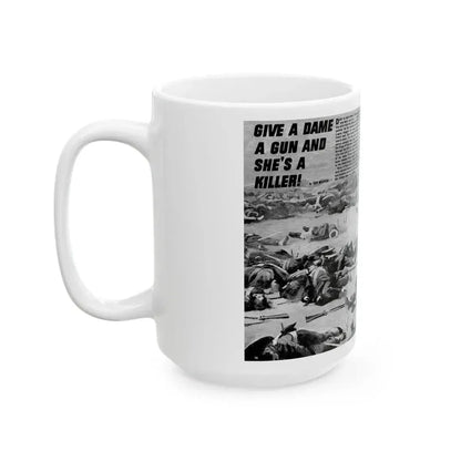 Give A Dame A Gun And She's A Killer, Real Men, February 1971 - White Coffee Mug - Go Mug Yourself