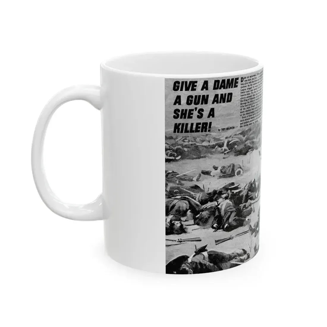 Give A Dame A Gun And She's A Killer, Real Men, February 1971 - White Coffee Mug - Go Mug Yourself