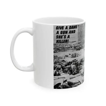 Give A Dame A Gun And She's A Killer, Real Men, February 1971 - White Coffee Mug - Go Mug Yourself