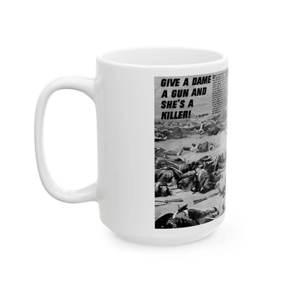 Give A Dame A Gun And She's A Killer, Real Men, February 1971 - White Coffee Mug-Go Mug Yourself