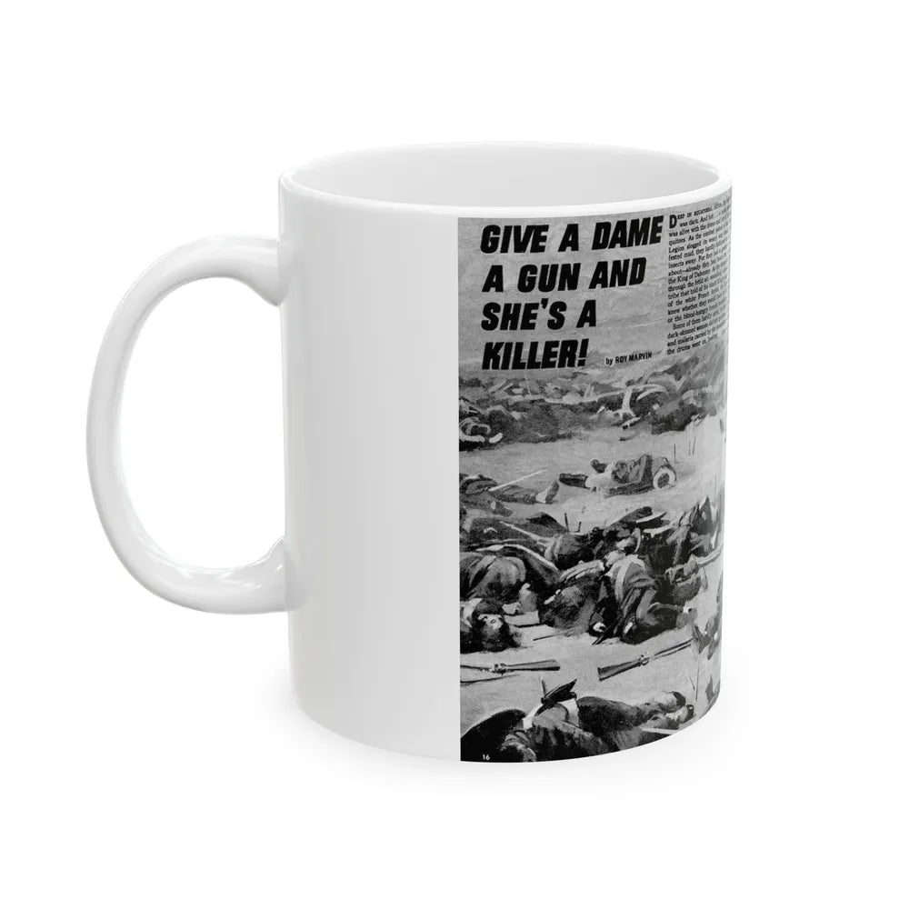 Give A Dame A Gun And She's A Killer, Real Men, February 1971 - White Coffee Mug-Go Mug Yourself