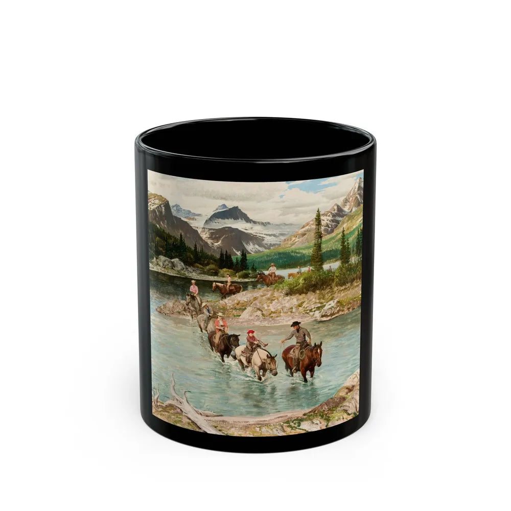 Glacier National Park, Saturday Evening Post cover, July 30, 1960 - Black Coffee Mug-11oz-Go Mug Yourself