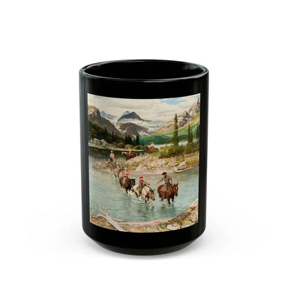 Glacier National Park, Saturday Evening Post cover, July 30, 1960 - Black Coffee Mug 15oz - Go Mug Yourself