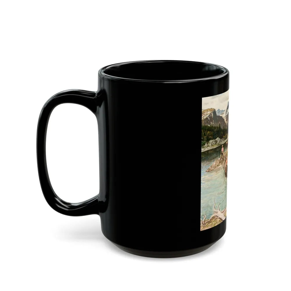 Glacier National Park, Saturday Evening Post cover, July 30, 1960 - Black Coffee Mug-Go Mug Yourself