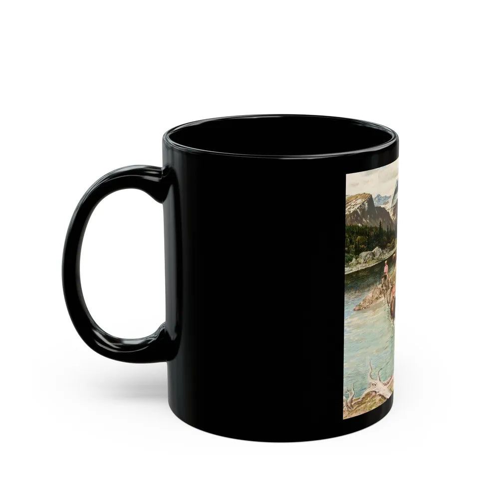 Glacier National Park, Saturday Evening Post cover, July 30, 1960 - Black Coffee Mug-Go Mug Yourself