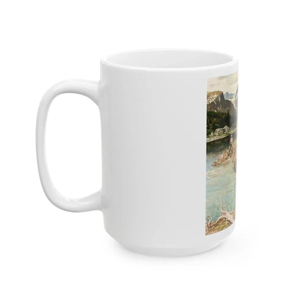 Glacier National Park, Saturday Evening Post cover, July 30, 1960 - White Coffee Mug - Go Mug Yourself
