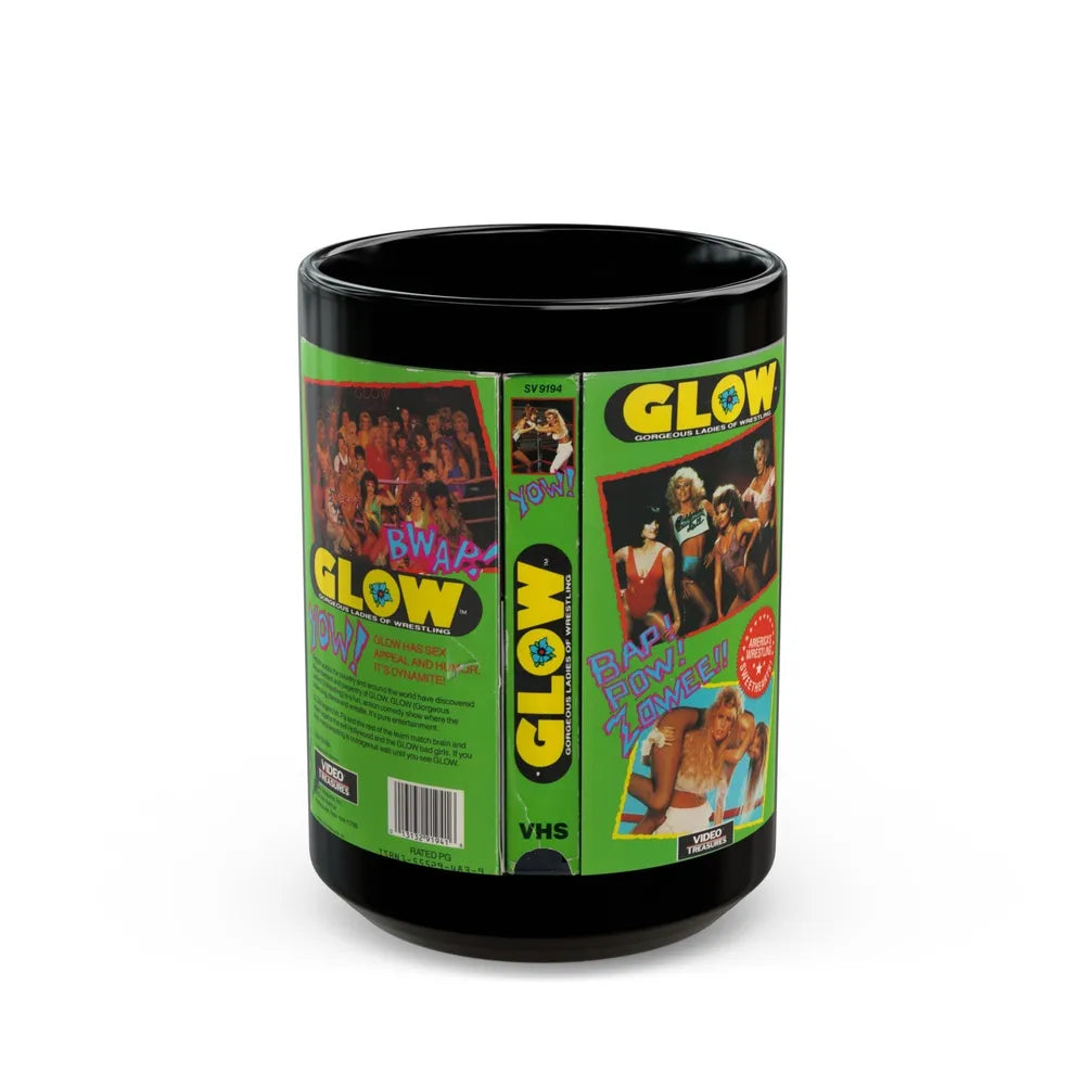 GLOW GORGEOUS LADIES OF WRESTLING (VHS COVER) - Black Coffee Mug-15oz-Go Mug Yourself