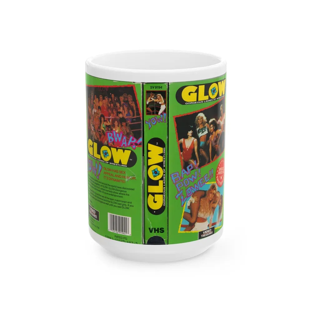 GLOW GORGEOUS LADIES OF WRESTLING (VHS COVER) - White Coffee Mug-15oz-Go Mug Yourself