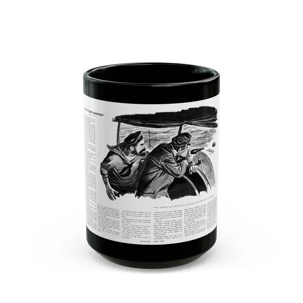 Go To Closer Quarters (2), Adventure, April 1953 - Black Coffee Mug 15oz - Go Mug Yourself