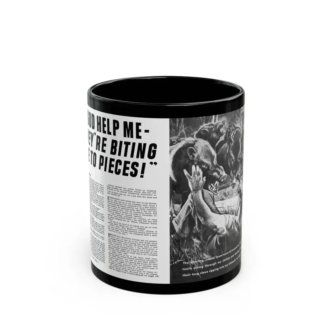God Help Me They'Re Biting Me To Pieces, Man's Life, June 1971 - Black Coffee Mug 11oz - Go Mug Yourself