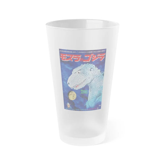 GODZILLA AGAINST MOTHRA 1964 Movie Poster - Frosted Pint Glass 16oz-Go Mug Yourself