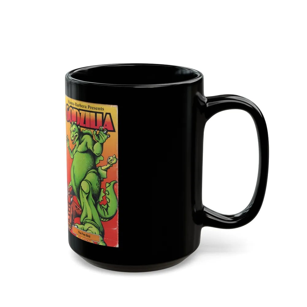 GODZILLA CARTOON THE FIRE BIRD HANNA BARBERA PRESENTS (VHS COVER) - Black Coffee Mug-Go Mug Yourself