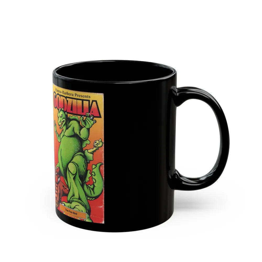 GODZILLA CARTOON THE FIRE BIRD HANNA BARBERA PRESENTS (VHS COVER) - Black Coffee Mug-Go Mug Yourself