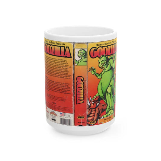 GODZILLA CARTOON THE FIRE BIRD HANNA BARBERA PRESENTS (VHS COVER) - White Coffee Mug-15oz-Go Mug Yourself