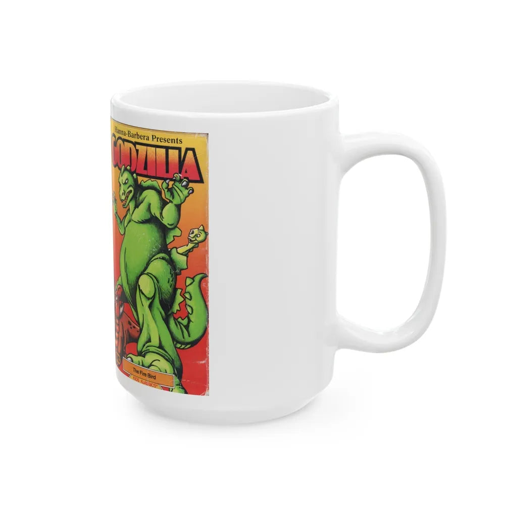 GODZILLA CARTOON THE FIRE BIRD HANNA BARBERA PRESENTS (VHS COVER) - White Coffee Mug-Go Mug Yourself